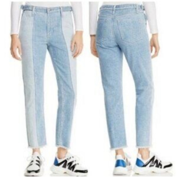 AG Adriano Goldschmied Jeans Two Tone High Rise Straight Crop 25 26x26 Isabelle - Picture 1 of 12